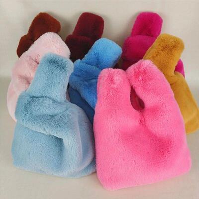 2024 New Winter Solid Color Underarm Bag Soft Plush Small Sh