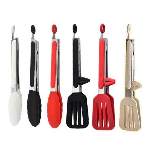 9-inch food tongs Stainless steel tongs Silicone non-stick c