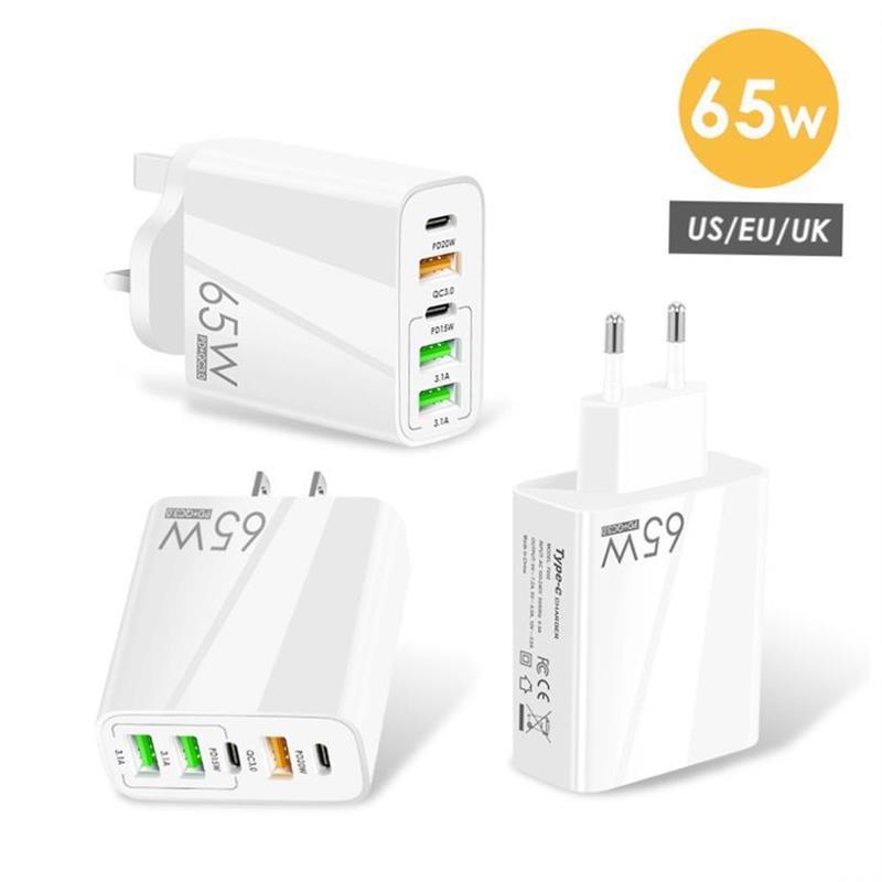 PD 65W 3USB TypeC quick charge adapter charger plug-封面