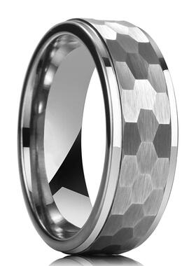 New 8MM Mens Silver Color Stainless Steel Ring Hammered Hot