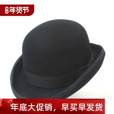 Wool Bowler Hat Women men 男女纯羊毛呢卷边圆顶礼帽爵士帽