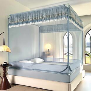 A类加密u型回底床笠款蚊帐3开门家用儿童防摔加大2.0*2.0拉链纱帐