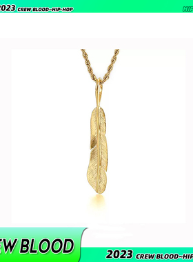 CREW欧美复古羽毛吊坠项链钛钢小众个性高级感嘻哈送男友礼物