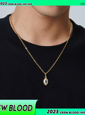 马眼蓝色锆石项链嘻哈