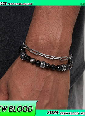 复古星芒黑武士叠戴手串