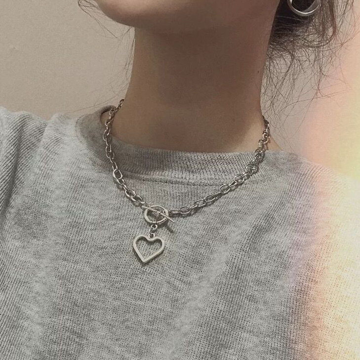 朋克风爱心金属质感夸张粗链条