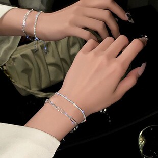 满天星银色素圈手链感时尚ins小众设计新款潮手绳网红手饰女