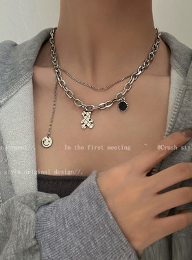 双层冷淡风粗项链网红高级感