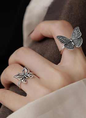 学生韩版时尚风复古ins蝴蝶戒指