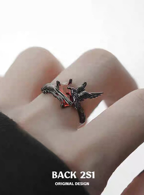 原创设计暗黑乌鸦戒指甜酷风高级感小众食指戒恋与深空秦彻指环