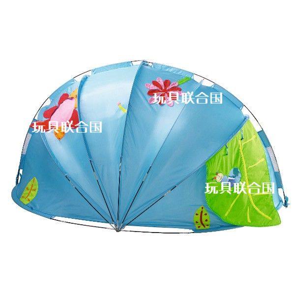 现货德国HABA正品蓝底花朵冰屋圆顶儿童户内外折叠多功能游戏帐篷
