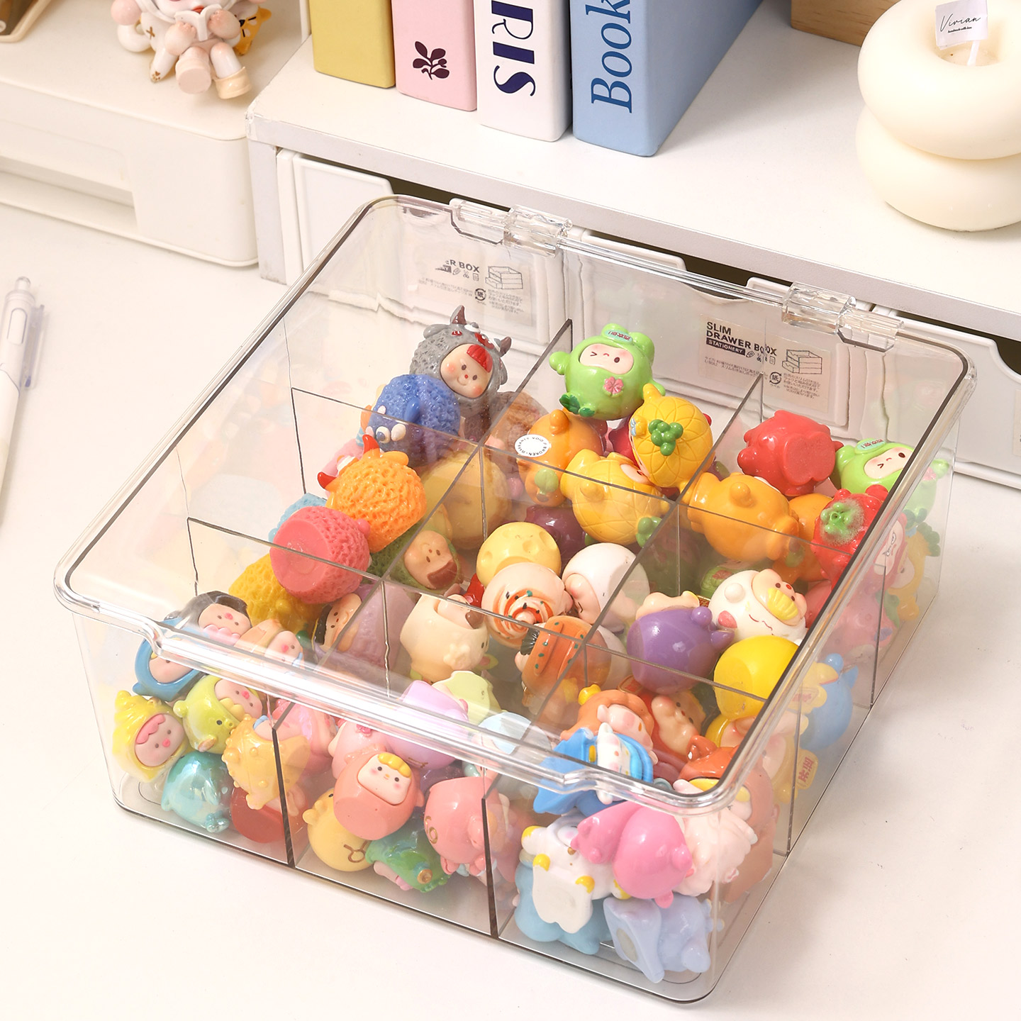 桌面9宫格可爱萌粒收纳盒