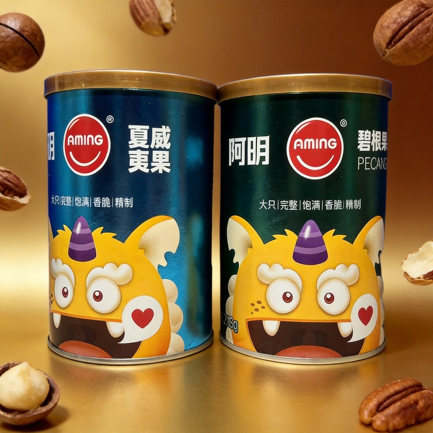 阿明夏威夷果碧根果218克临期坚果特价罐装休闲零食高端坚果