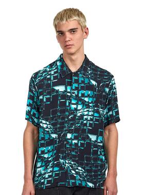 代购Edwin男士衬衫透气舒适棉感印花休闲日常短袖潮流时尚