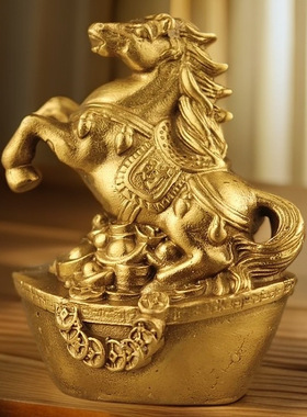 黄铜午马摆件铜生肖马骏马一马当先家居玄关工艺品装饰开业礼品o