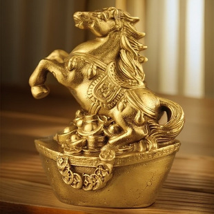 黄铜午马摆件铜生肖马骏马一马当先家居玄关工艺品装饰开业礼品o