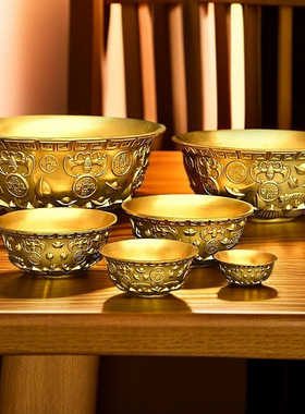 实心黄铜聚宝盆家用客厅铜摆件店铺开业礼品家居玄关办公室装饰品