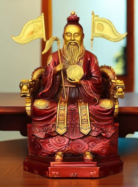 鸿钧摆件黄铜鸿钧老祖神像鸿钧道人铜像鸿钧祖师家居办公室装饰品