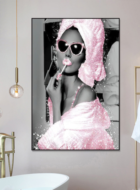 美容院装饰画香水奢侈品店挂画美甲店衣帽间洗手间厕所遮挡壁画