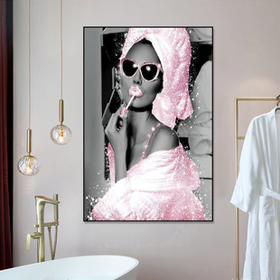 美容院装饰画香水奢侈品店挂画美甲店衣帽间洗手间厕所遮挡壁画