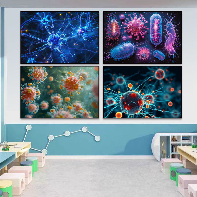 医学微生物DNA挂画医疗细胞分子基因分化图墙壁实验室装饰画