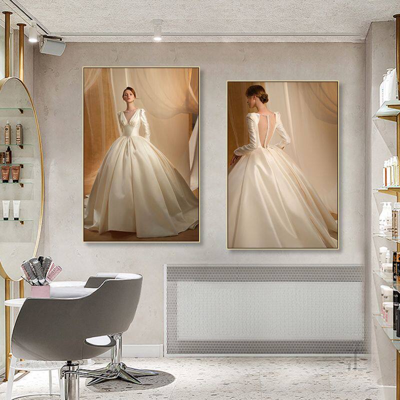 婚纱店装饰画婚庆公司写真馆化妆间挂画摄影工作室礼服馆情侣壁画