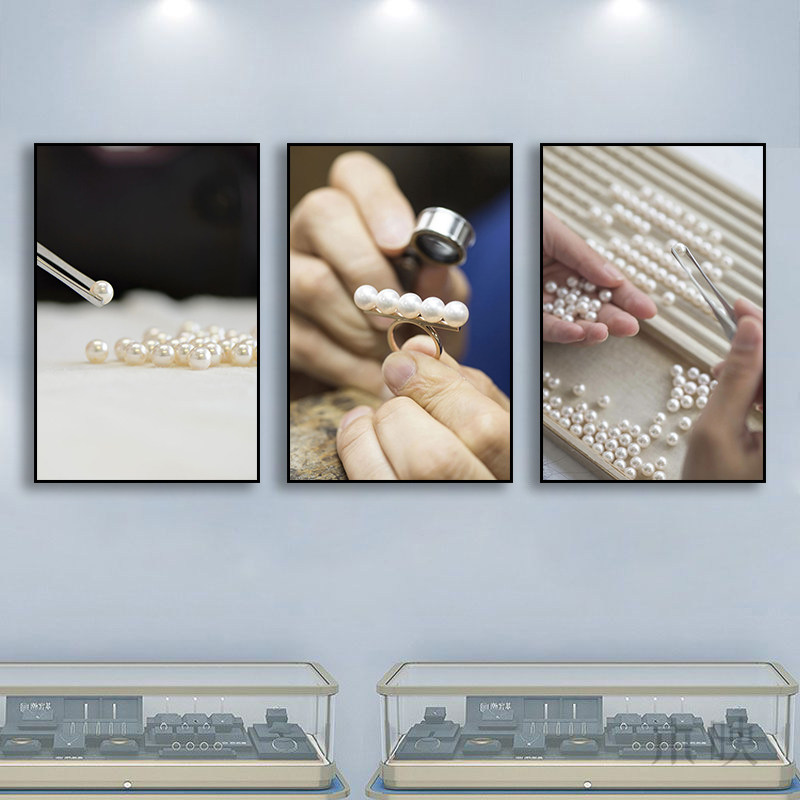 珍珠装饰画珠宝店首饰专柜店挂画奢侈品钻戒钻石宣传广告海报壁画