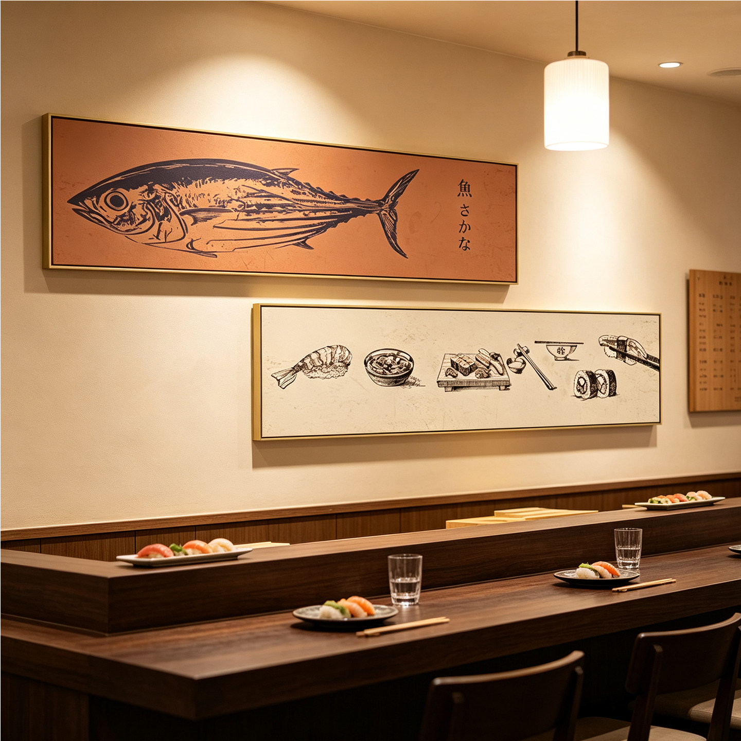浮世绘挂画日式料理店居酒屋壁画