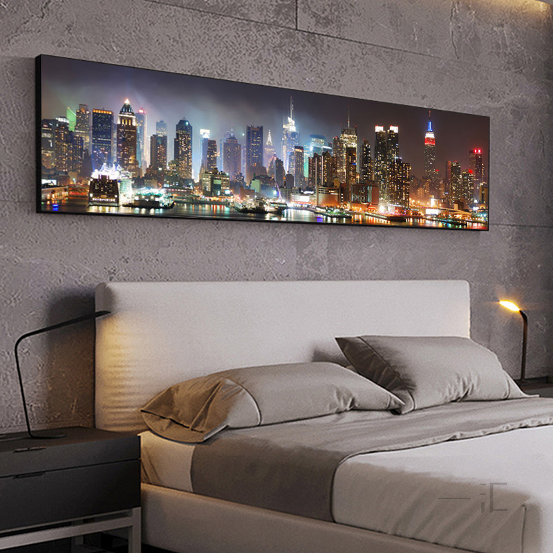 纽约曼哈顿夜景建筑装饰画