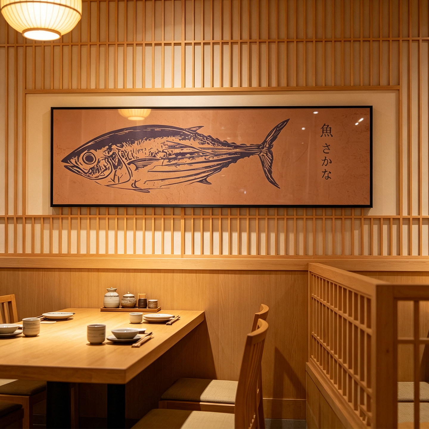 寿司店鱼拓挂画日式金枪鱼料理刺身餐厅装饰画居酒屋烧鸟店壁画