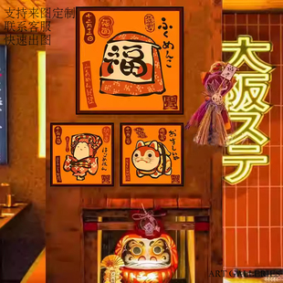 日式装饰画日本寿司店挂画和风料理店居酒屋烧鸟店卡通美食壁画