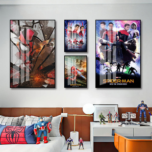 蜘蛛侠纵横宇宙挂画儿童房男生卧室装饰画电竞房漫威电影周边壁画