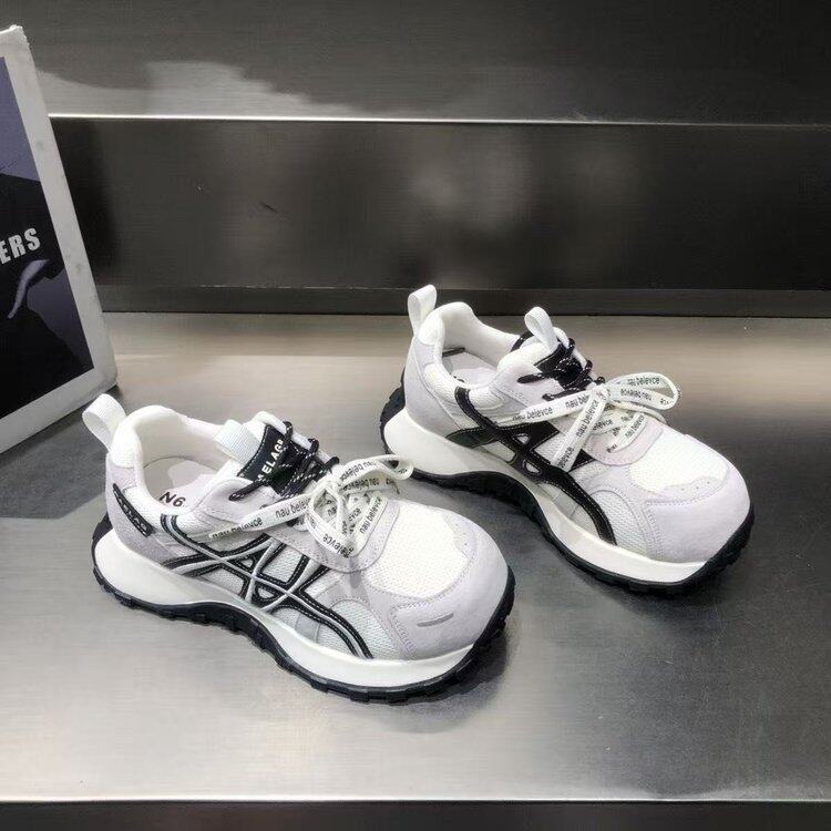 厚底网面丑萌老爹鞋女2026春夏新款双鞋带增高轻便休闲运动鞋女鞋