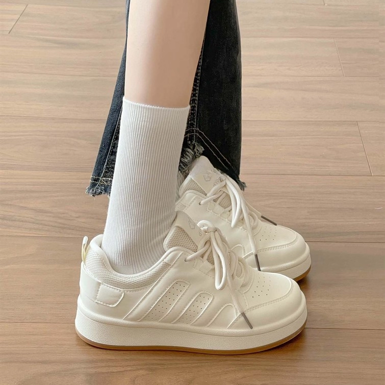 韩版休闲板鞋女款2025新款春秋增高厚底百搭小白鞋学生小众面包鞋,女鞋,休闲板鞋,淘宝优惠券,粉丝福利购,淘宝优惠卷