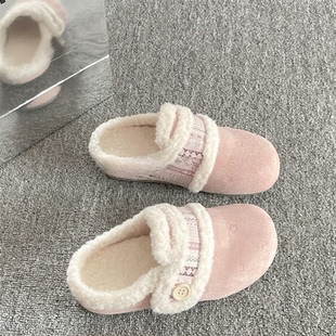 毛毛厚底拖鞋冬季外穿加绒保暖勃肯鞋包头半拖鞋2025新款舒适棉拖