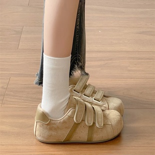 魔术贴秋季女鞋百搭小白鞋子女2025新款爆款休闲板鞋复古德训鞋女