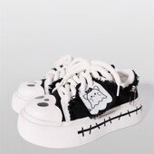 鬼怪旗帜甜酷学院风洛丽塔女鞋 原创宅系亚文化百搭少女厚底帆布鞋