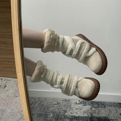 白色保暖厚底雪地靴女冬季2024新款外穿加绒加厚防滑棉鞋