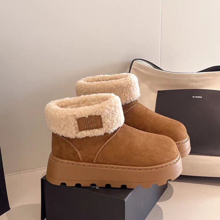松糕厚底增高雪地靴女加绒勃肯短靴2025新款冬季加厚保暖雪地棉鞋