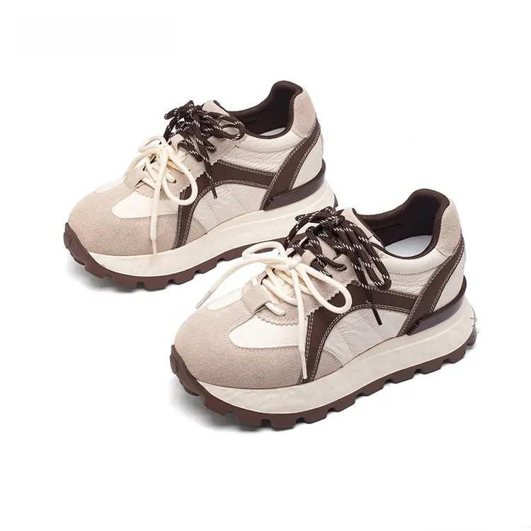 小个子增高女鞋2025秋款复古真皮厚底休闲百搭运动鞋阿甘德训鞋女,女鞋,时尚休闲鞋,淘宝优惠券,粉丝福利购,淘宝优惠卷