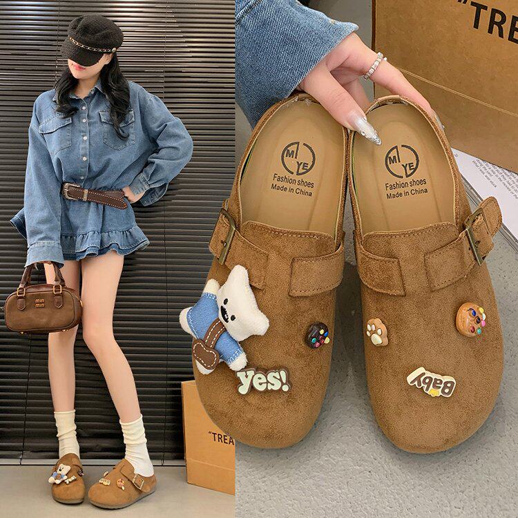 巨好看厚底内增高勃肯鞋可爱包头半拖鞋女外穿2026新款春季一脚蹬