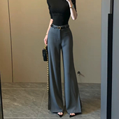 气质高级感压褶西装 高腰显瘦垂感拖地喇叭裤 微喇裤 女2025早秋新款