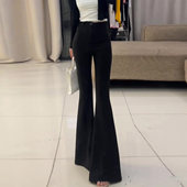 黑色高腰加绒鱼尾喇叭西装 子 轻奢弹力垂感休闲裤 裤 女2026春夏新款