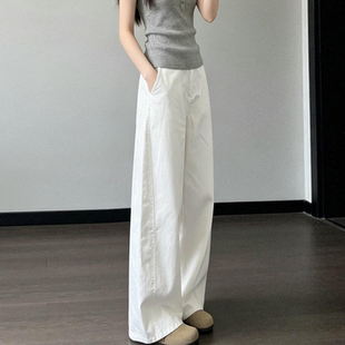 2026夏季新款今年流行爆款白色高腰阔腿裤女宽松慵懒松弛感休闲裤