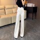 米白色休闲微喇叭西装 气质高腰显瘦垂感百搭拖地裤 裤 女秋2025新款