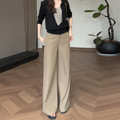 松弛高腰垂感直筒休闲裤 气质高级感咖色西装 新款 女2026春季 阔腿裤