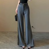 直筒阔腿喇叭裤 灰色西装 子秋 高级感垂感时尚 气质窄版 裤 女2025新款