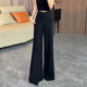 高腰垂感慵懒休闲拖地裤 女2026春夏新款 裤 黑色高级感气质阔腿西装