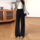 直筒裤 极简风黑色阔腿裤 高腰垂感显瘦宽松休闲窄版 2026新款 女春季