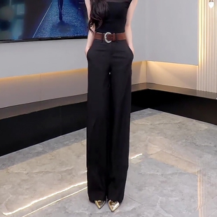 秋冬气质休闲百搭高腰宽松显瘦垂感阔腿裤 女2025年新款 裤 黑色西装